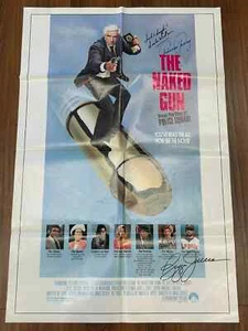 Cast Signed Poster Naked Gun 1988 27"x41" Leslie Nielsen Reggie Jackson POP COA - Picture 1 of 2