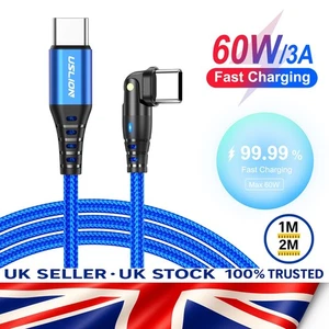 ⚡ Uslion USB‑C to USB‑C Braided Power Delivery 60 W Cable – 180° Swivel Head - Picture 1 of 23