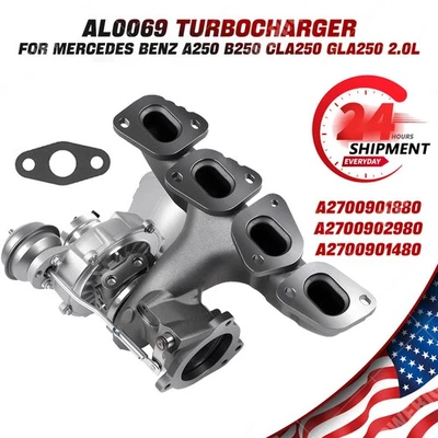 Fits Mercedes-Benz CLA250 GLA250 A250 B250 2.0L Turbocharger AL0069 A2700901880 Foto 1 de 4
