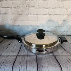 Vintage Permanent 5 Ply Multi Core Stainless Steel Frying Skillet 11" W/Lid - Picture 1 of 10