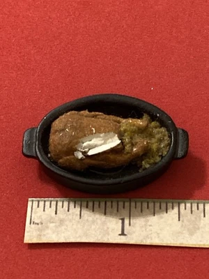 Vintage’90s Dollhouse Miniature Roast Turkey  w Stuffing Thanksgiving Casserole - Image 1 of 4