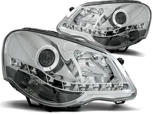 headlights for VW POLO 9N3 2005 2006 2007 2008 2009 daylight chrome LHD - Foto 1 di 1