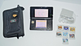 Nintendo 3DS 2GB Handheld System Cosmo Black w/ 7 Games, Charger, & Case WORKS