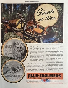 Allis Chalmers Tractor Division Milwaukee Giants At War Segunda Guerra Mundial 1943 anuncio impreso de colección - Imagen 1 de 1
