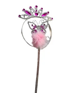 NEW Pink butterfly wand feather tiara set childrens party fancy dress costume - Picture 1 of 1
