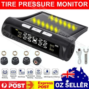 Solar Wireless TPMS Car Tire Tyre Pressure Monitoring System 4 Sensors VIC - Picture 1 of 12