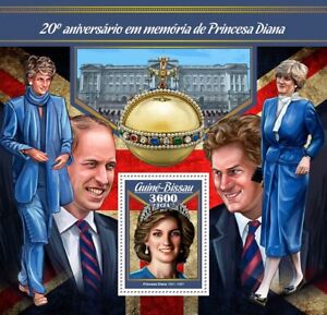 DIANA Princess of Wales / William & Harry MNH Stamp Sheet (2017 Guinea-Bissau)