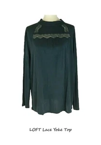 LOFT türkis Langarm Spitzenpasse Stehkragen Bluse Top XXL neu mit Etikett - Bild 1 von 9