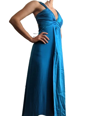 Vestido Formal De Colección Morgan & Co Para Mujer XS Azul Sin Mangas Baile de graduación Satinado Espalda Abierta Foto 1 de 4