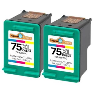 2-pk 75XL Color Ink for HP Photosmart C4480 C4500 C4540 C5200 C5240 C5290 C5550