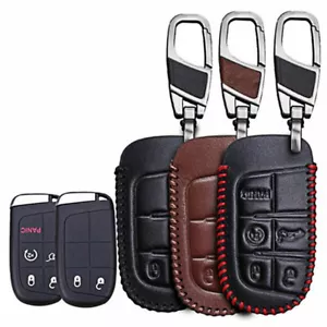 Remote Key Fob Cover Ring Chain Case For Jeep Grand Cherokee Chrysler Dodge Fiat - Foto 1 di 23