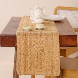 Table Runner Natural Jute Farmhouse Braided Kitchen Decor Jute Table Runner - Picture 1 of 6