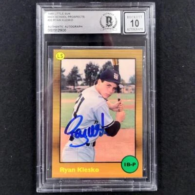 Ryan Klesko assinado 1989 Little Sun High School Prospects cartão pré controle remoto BAS 10 automático - Imagem 1 de 2