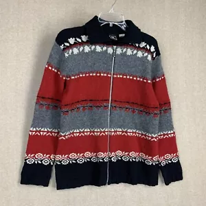 Maurices Womens Sweater S Shetland Wool Cardigan Full Zip Fair Isle Holiday - Picture 1 of 12