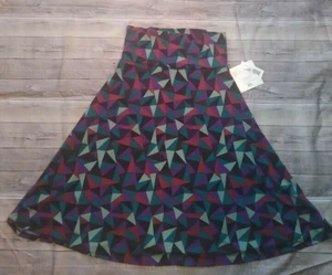 LuLaRoe Azure Rock XS Damen geometrisch Stretch Dreiecke blaugrün lila schwarz neu mit Etikett - Bild 1 von 2