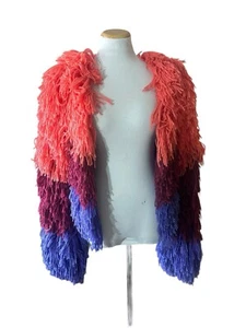 Cárdigan abierto peludo Nasty Gal Chaqueta arco iris Talla pequeña Diseñador Avangard - Imagen 1 de 5