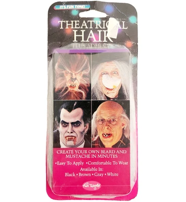Adhesivo bigote barba pelo teatro Fun World años 80 sellado Halloween E52 Foto 1 de 2