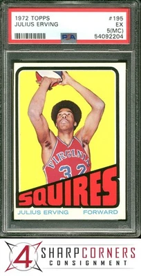 1972 TOPPS #195 JULIUS ERVING RC HOF PSA 5 (MC) - Imagem 1 de 4