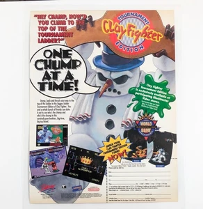 Clay Fighter Tournament Edition 1994 video game Laminated Ad SNES Blockbuster - Picture 1 of 6