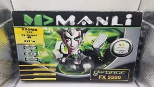 👽NEUF Nvidia GEFORCE FX 5500 256MB Svga & DVI-I PCI CARTE GRAPHIQUE VIDÉO DUAL - Photo 1/9