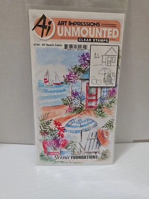 Ai- ART IMPRESSIONS 透明邮票风景基础海滩小屋-5749 — 第 1/2 张图片