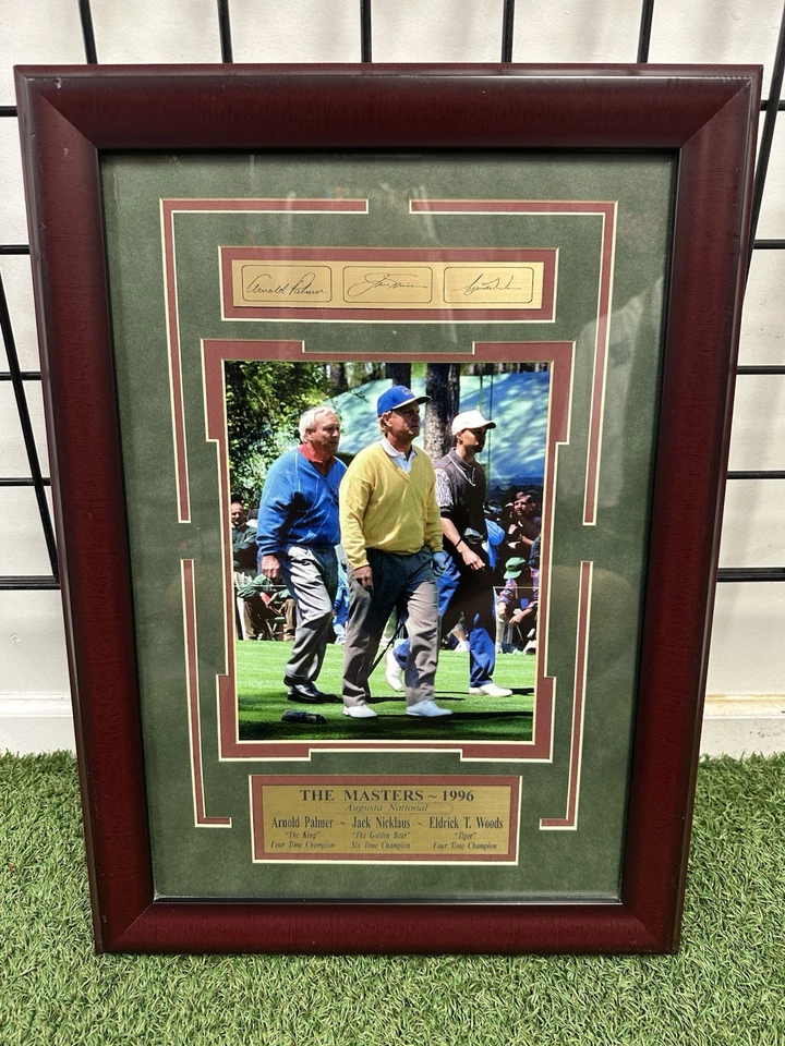 Foto enmarcada de The PGA Masters Augusta 1996 con Palmer, Nicklaus, Woods 22x16 Foto 1 de 1