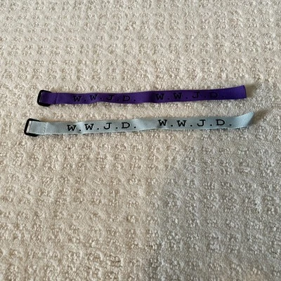 Paquete de 6/12/24 pulseras WWJD qué haría Jesús pulseras tejidas para recaudar fondos Foto 1 de 4