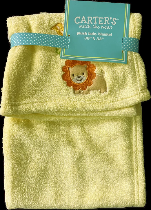 CARTER'S BABY BLANKET LEÃO -PÁSSARO -RELÓGIO DE LÃ AMARELA THE WEAR 30" X 33" - Imagem 1 de 1