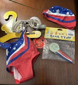 Build a Bear Workshop USA Badeanzug passende Badekappe, Schutzbrille und Goldmedaille - Bild 1 von 5