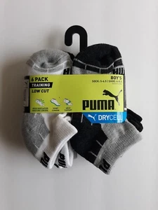 Puma Boy's Low Cut Socks Drycell 6 Pair Shoe Size 4-8.5 New - Picture 1 of 11