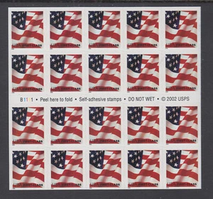 US #3623a Flag First Class (37c) Complete Booklet of 20 Mint Never Hinged - Picture 1 of 2