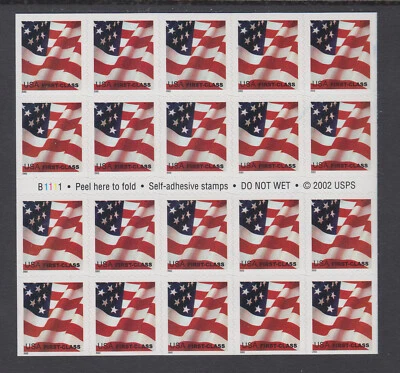 US #3623a Flag First Class (37c) Complete Booklet of 20 Mint Never Hinged - Image 1 of 2