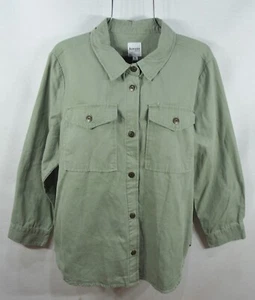 KENSIE Women Jean Shirt Jacket XL Collared Green Long Sleeve Button Shirt NWT - Picture 1 of 9