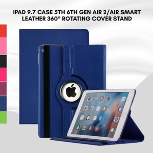 iPad 9.7 Case 5th 6th Gen Air 2/Air Smart Leather 360° Rotating Cover Stand - Picture 1 of 18