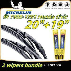 Fit 1988-1991 Honda Civic Wipers 2-Pack Premium Blade Wiper Blades 19200/19190