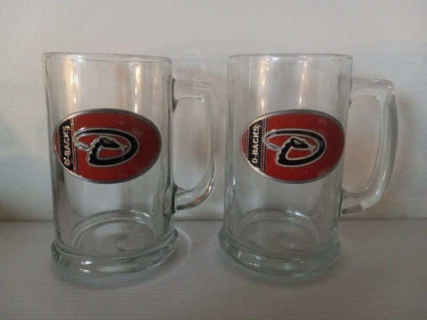 Arizona Diamondbacks 2 Pack Glass Mug Pint Set 16 Oz MLB Red Logo Cover