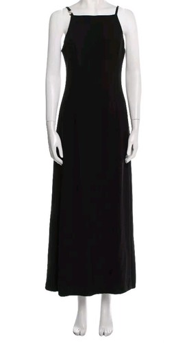 Abito lungo Versus Versace vintage nero scollo quadrato. IT 42. Regno Unito 10. US 6.
