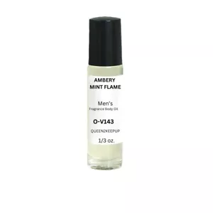 Ambery Mint Flame (Men) Body Oil 10 ml Fragrance Natural Scent 1/3 oz Roll-On - Picture 1 of 5