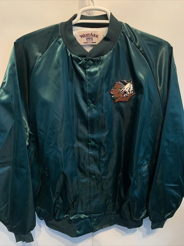 Vtg UND North Dakota Fighting Sioux NCAA Satin Varsity Letterman Coat Mens XXL Cover