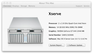 2008 Apple Xserve 2,1 - 2.8 Eight Core - 14GB RAM 900GB SAS RAID - Mac OS 10.7.2
