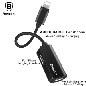 Baseus Cable Splitter Adapter for iPhone Audio Cable Charging/ Calling/ Music - Picture 1 of 6