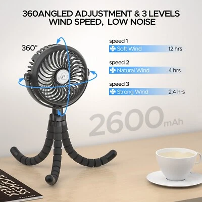 2600mAh Portable Battery-Powered Camping Fan with 8 Hours of Long Lasting Life - Image 1 of 4