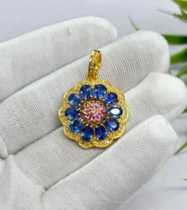925 Sterling Silver Ruby Kyanite Diamond Pendent Gift For Her - Picture 1 of 3