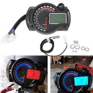 Universal LCD Digit 15000rpm Motorcycle Speedometer Tachometer Gauge Odometer - Imagen 1 de 12