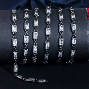 Black Gold Plated CZ Baguette DIY Making Necklace Anklet Bracelet Link Chain - Bild 1 von 9