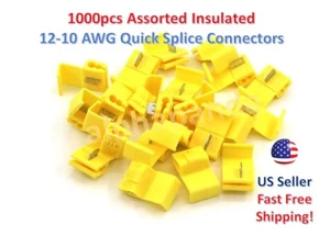 1000x Yellow Quick Splice Wire Tap Lock Connectors Adapters Terminals 12-10 AWG - Picture 1 of 2