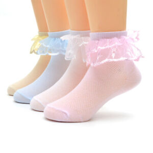 4 Pairs White Socks for Toddlers Yellow Infants Thin Section