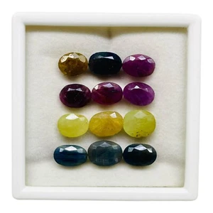 12 Pcs Natural Unheated Ruby Sapphire 10-12mm Oval Cut Ring Size Loose Gemstones - Picture 1 of 8