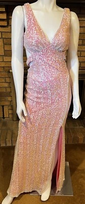 Vestido de lentejuelas rosa y blanco Faviana nuevo con etiquetas talla 8 Foto 1 de 4