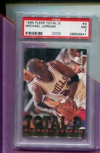 MICHAEL JORDAN CHICAGO BULLS 1995 FLEER NBA BASKETBALL TOTAL D CARD #3 PSA 7 - Picture 1 of 2